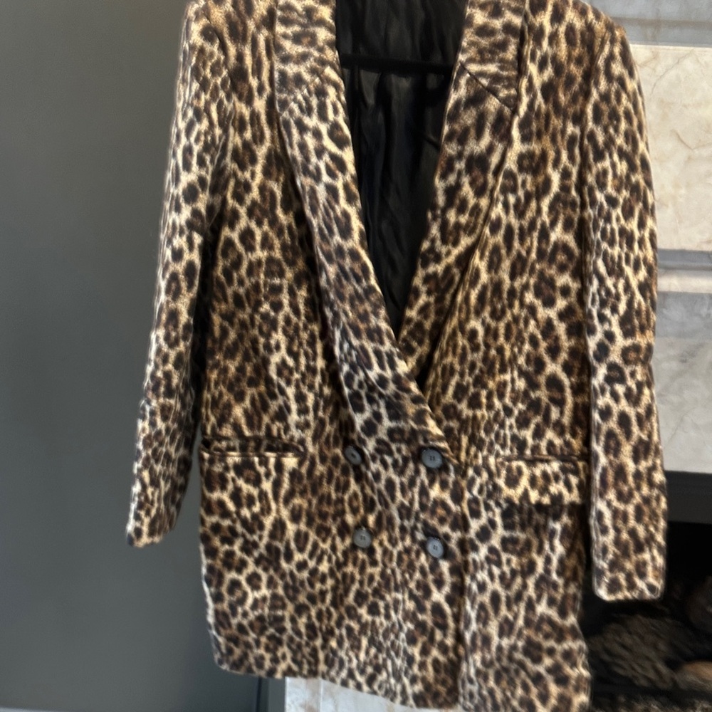 Leopard Print Double-Breasted Women's Coat
